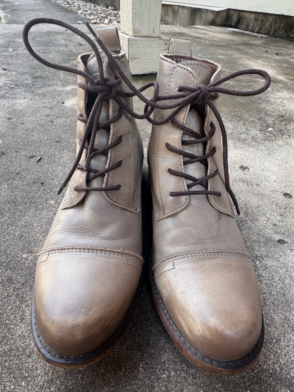 Biza Brand Light Grey Lace Up Ankle Boots Size EU 39 US 8.5